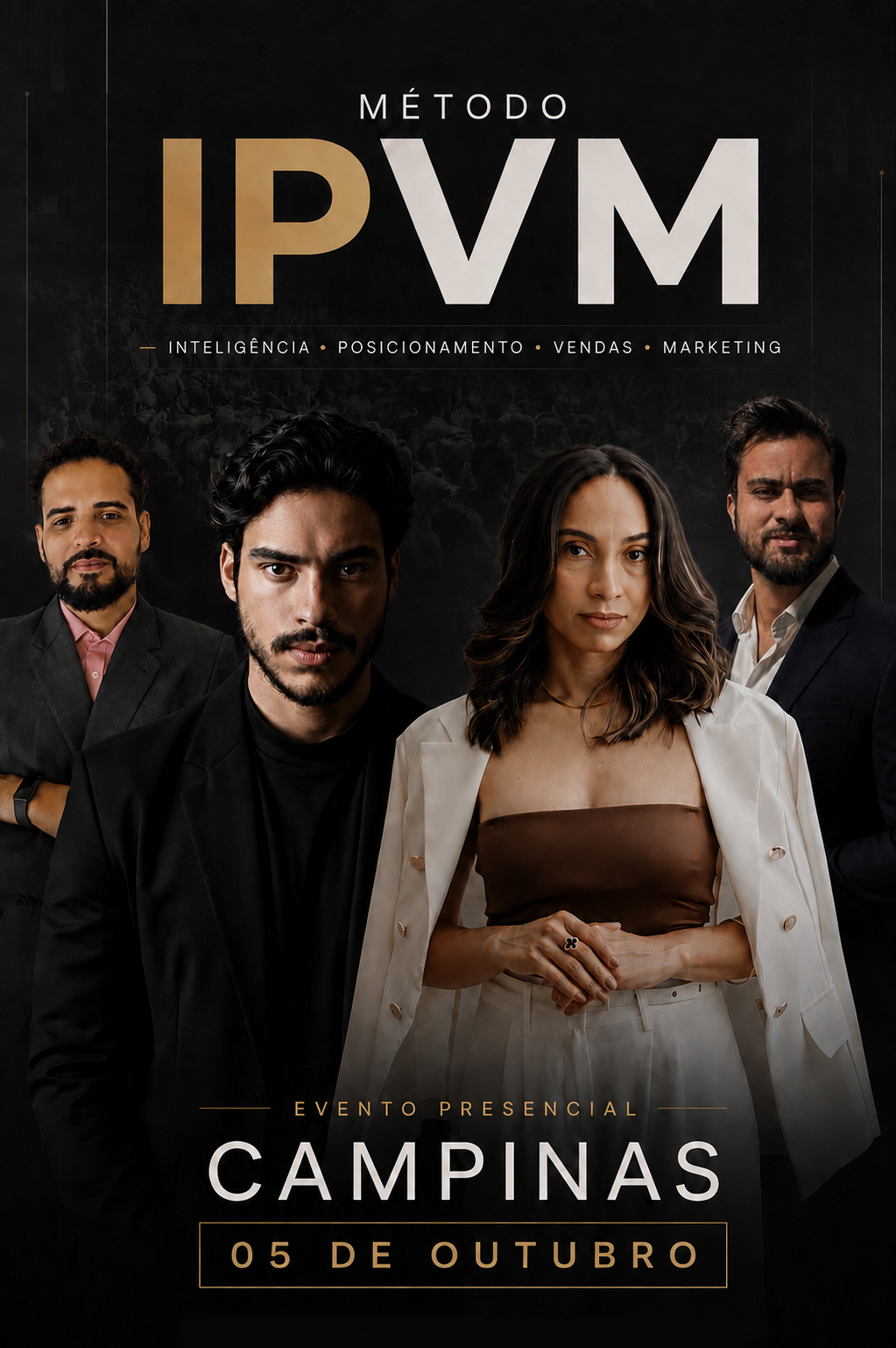 Banner do Método IPVM com os quatro especialistas e informações do evento em Campinas